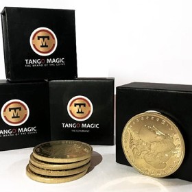 Magic with Coins Expanded Shell plus 4 coins - Replica Golden Morgan Tango Magic - 1