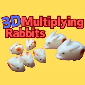 Conejos de esponja que se multiplican 3D (7 ud. Mamá, Papá y 5 bebés)