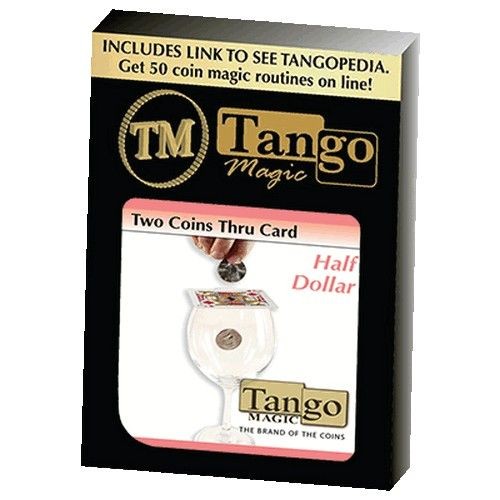 Dos monedas a través de la carta Medio Dólar - Tango Magic