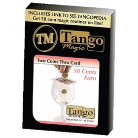 Dos monedas a través de la carta 50 céntimos de Euro - Tango Magic